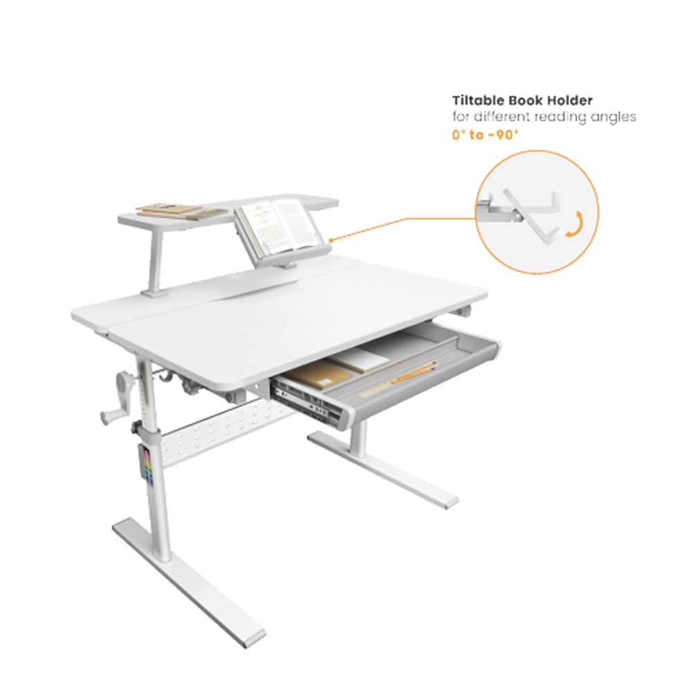 Ergo Office børneskrivebord, højdejusterbart, gråt, maks. 40 kg, 900 x 600 mm, ER-483