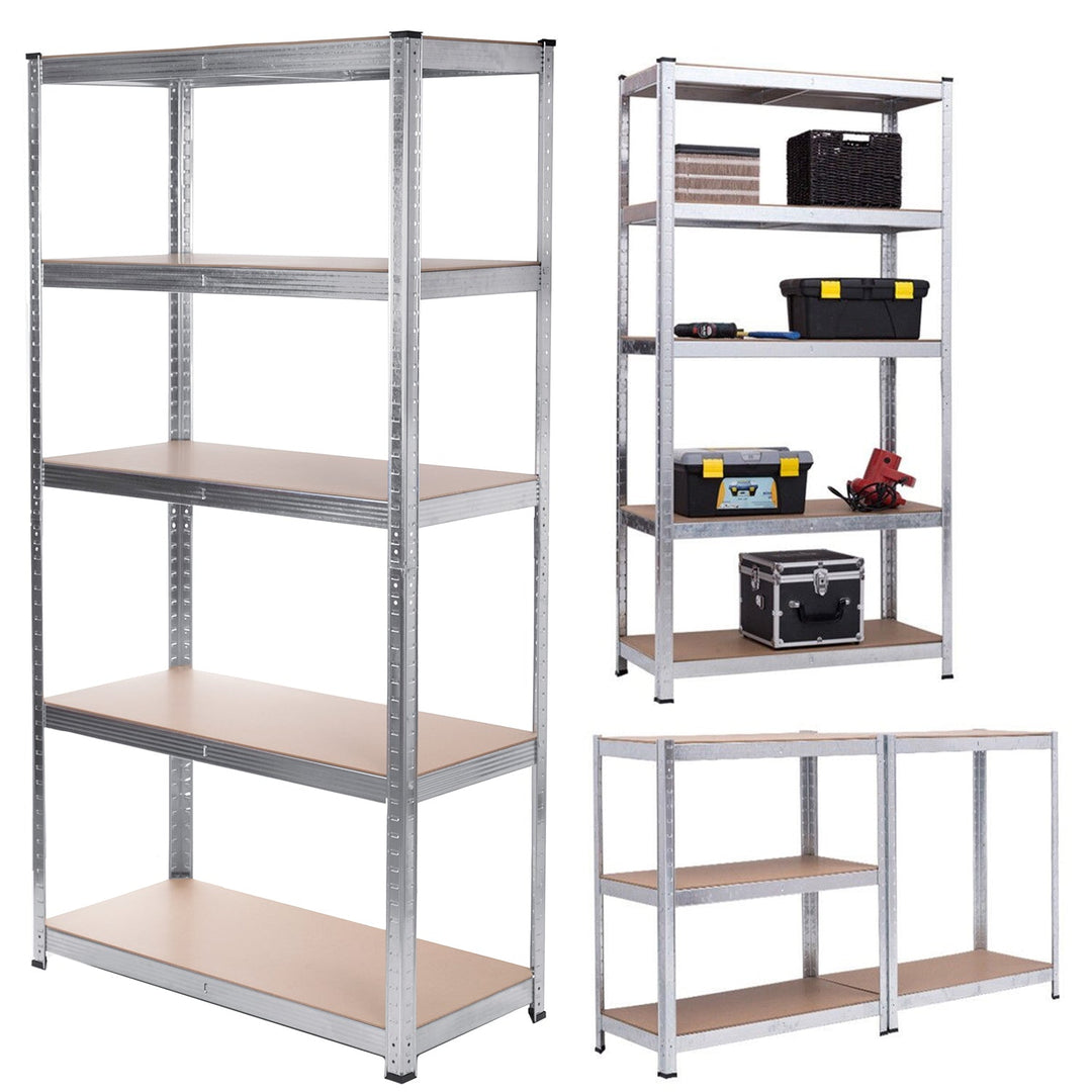 Metalopbevaringsreol, skab 175 kg x5 180x90x40cm GreenBlue, galvaniseret, sammenklappelig, MDF, GB378