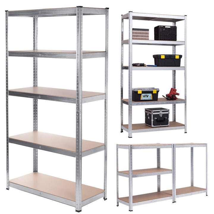 Metalopbevaringsreol, skab 175 kg x5 180x90x40cm GreenBlue, galvaniseret, sammenklappelig, MDF, GB378