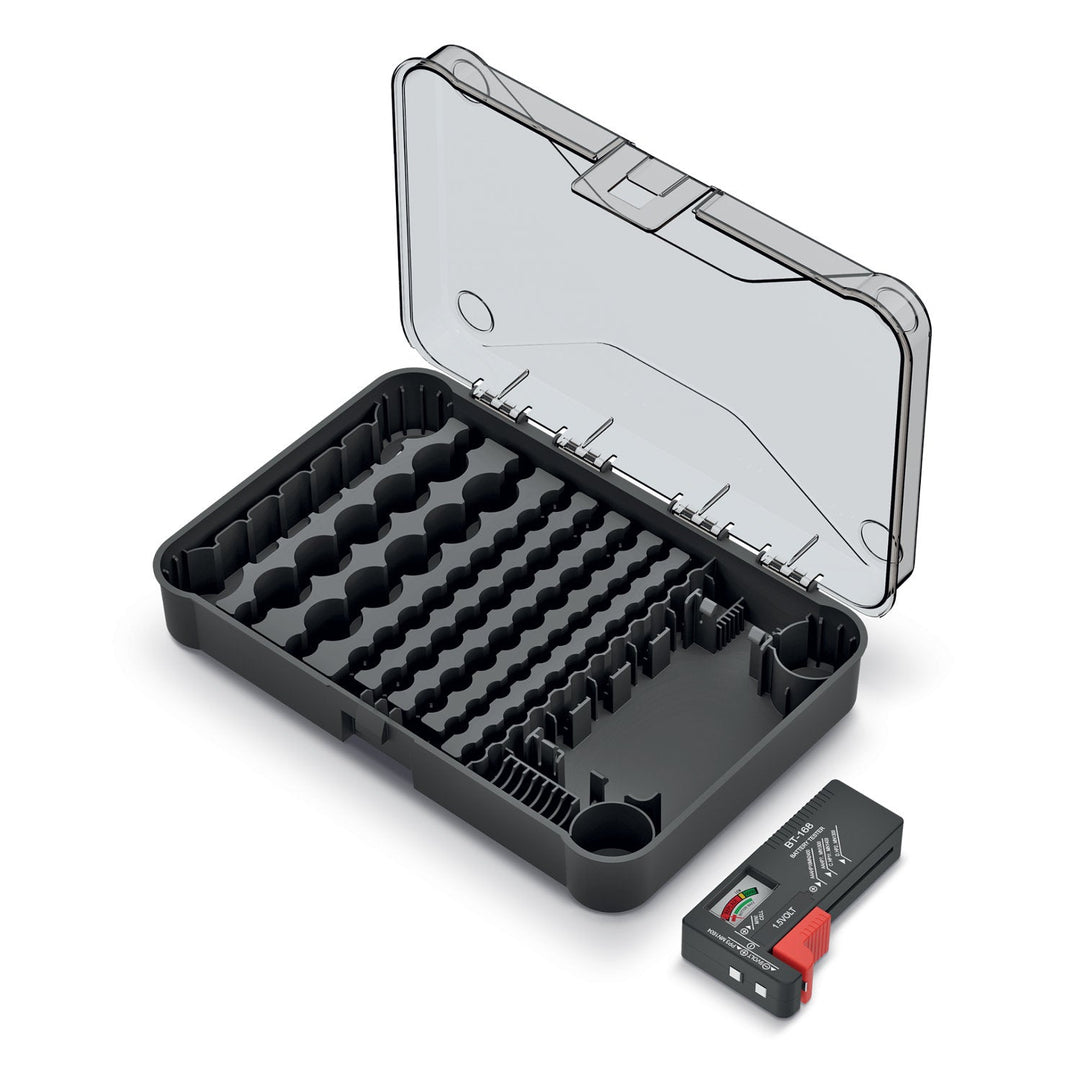 Batteriorganizer med udtagelig batteritester Kistenberg Battery Box KBBT
