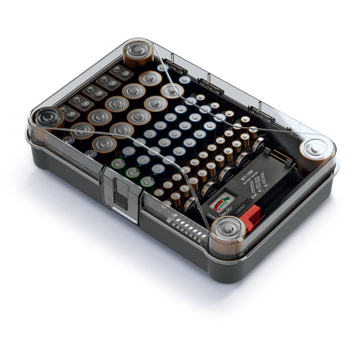 Batteriorganizer med udtagelig batteritester Kistenberg Battery Box KBBT