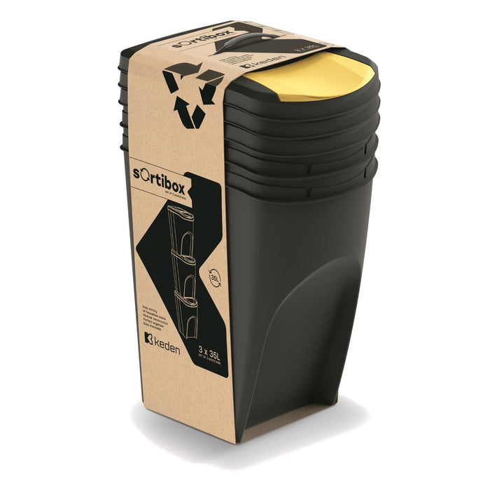 Keden SORTI BOX affaldsspand 3x35 l – sort genbrug
