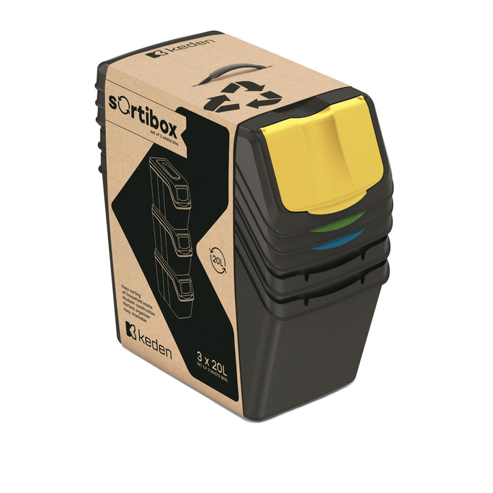 Keden SORTI BOX affaldsspand 3x20 l – sort genbrug