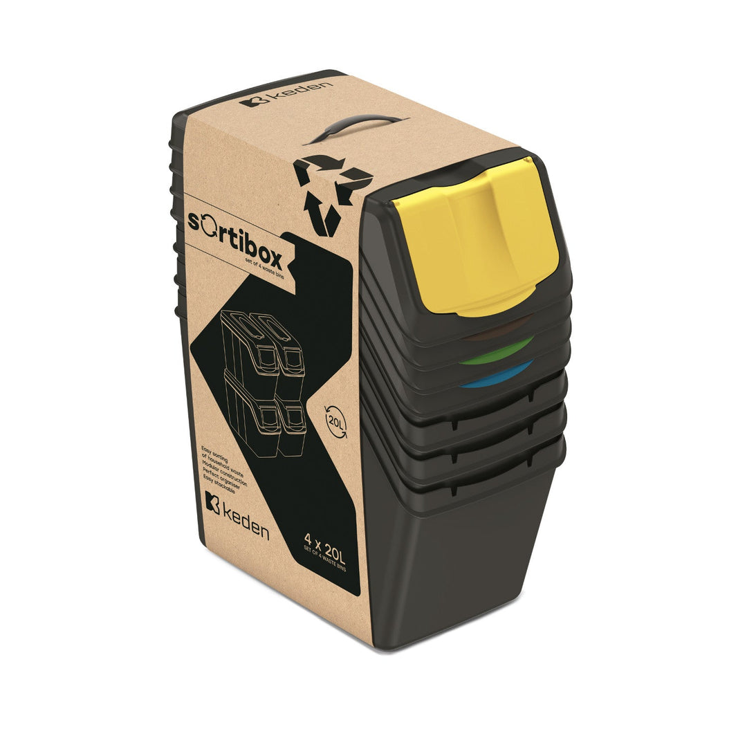 Keden SORTI BOX affaldsspand 4x20 l – sort genbrug