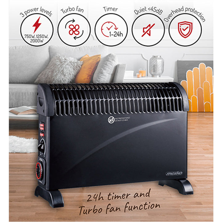 Elektrisk radiator, sort Konvektor-elektrisk radiator MESKO