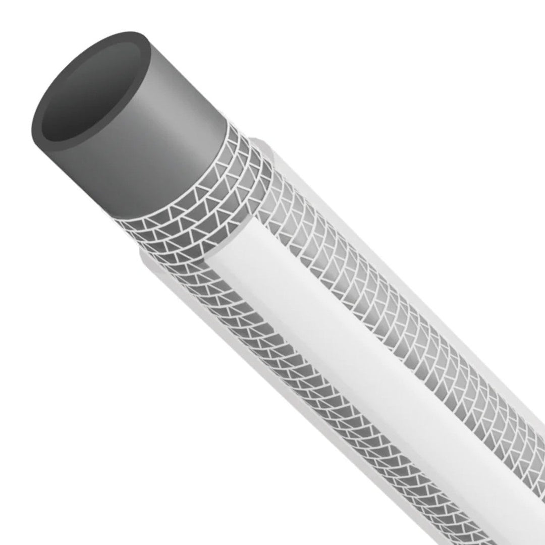 Vartco Silver 1/2" 3-Layer Garden Pipe Hose 50m Silver Kink Torsion Free Flexible Durable TFS Braided Polyester Thread Thick