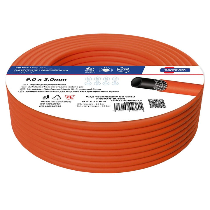 Agaplast 25 m propan-butan-gasrør, fleksibelt og let PVC-rør