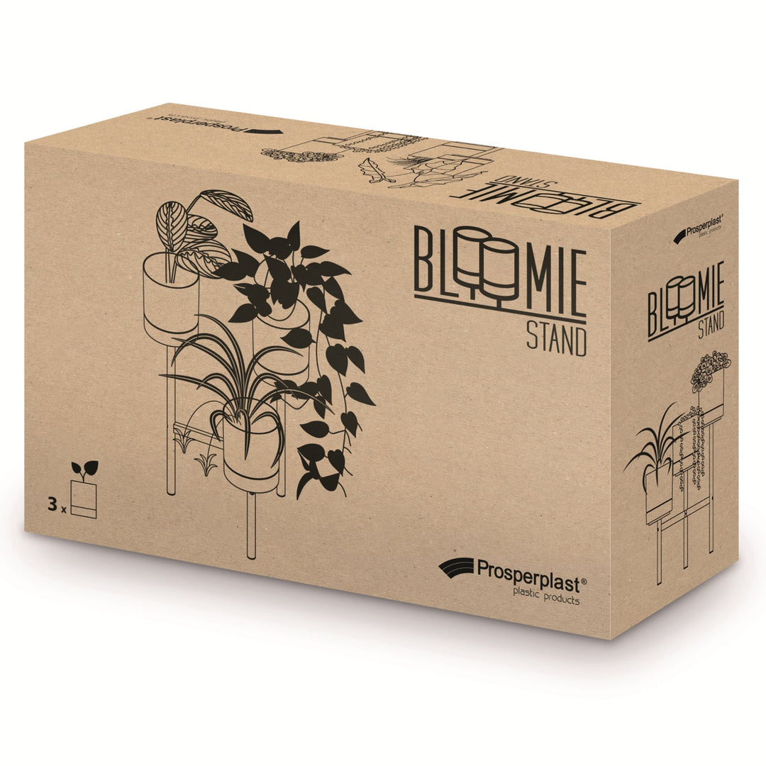 Prosperplast Bloomie Stand IKD3H-S449 trebenet blomsterreol med metalramme – potter i hvid farve