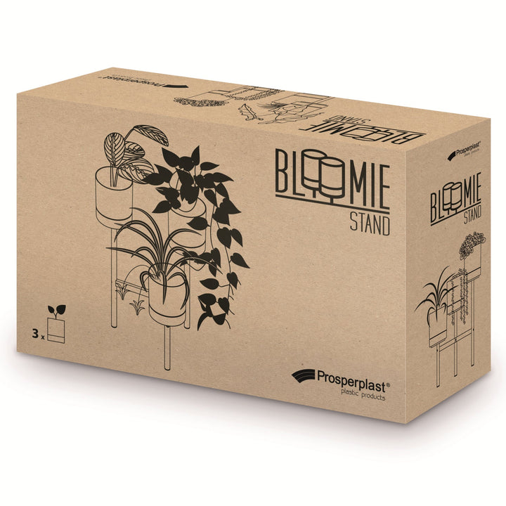 Prosperplast Bloomie Stand IKD3L-S449 trebenet blomsterstativ med metalramme – potter i hvid farve