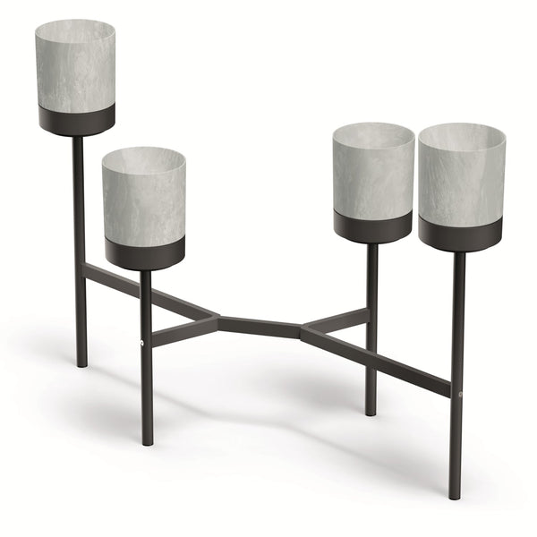Prosperplast Bloomie Stand Four Legged Flower Stand with 4 Pots Plant Stand Flower Pot 125x55x81,5cm Metal Frame Concrete