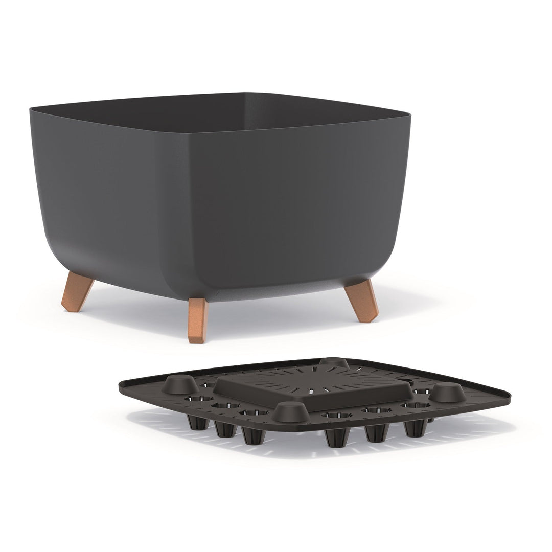 Prosperplast Gracia Square DGQL400-S433 blomsterkrukke med ben og indsats - farve: antracit