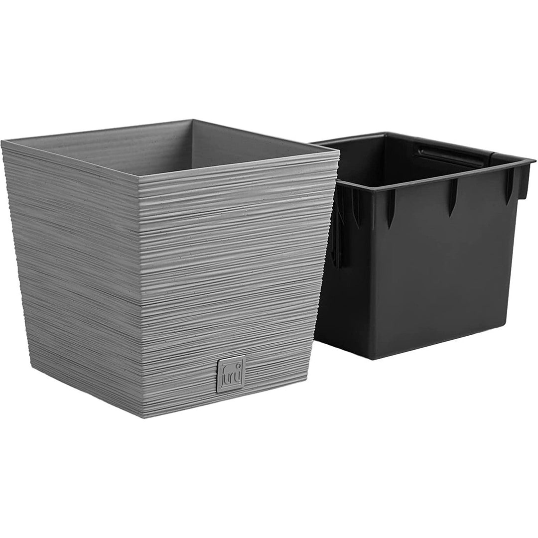 Blomsterkrukke med indsats Prosperplast Furu Square Low DFS240-422U - farve beton (grå)