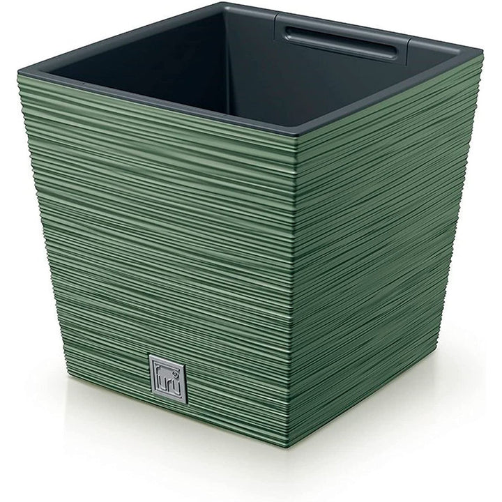 Blomsterpotte med indsats Prosperplast Furu Square Low DFS240-5615C - jordfarvet grøn