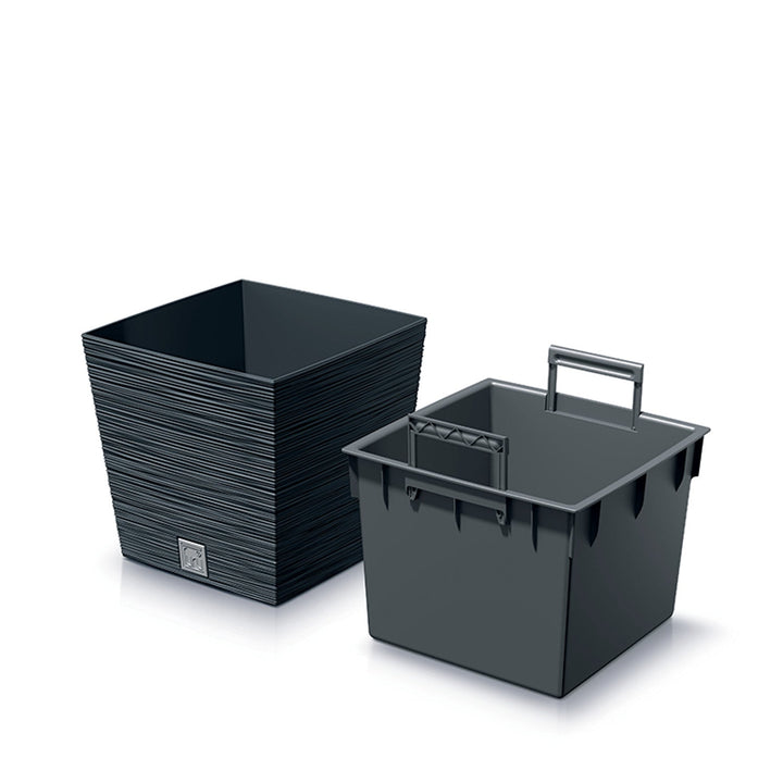 Blomsterpotte med indsats Prosperplast Furu Square Low DFS240-S433 - farve antracit