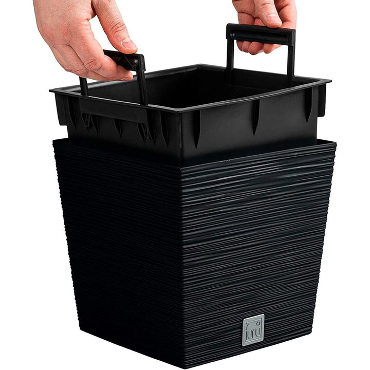 Blomsterpotte med indsats Prosperplast Furu Square Low DFS240-S433 - farve antracit