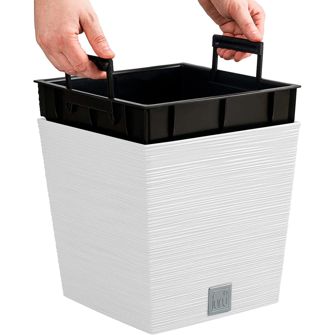 Blomsterpotte med indsats Prosperplast Furu Square Low DFS240-S449 - farve hvid