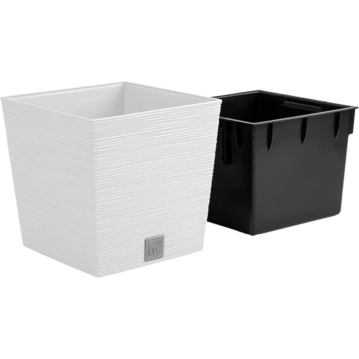Blomsterpotte med indsats Prosperplast Furu Square Low DFS240-S449 - farve hvid