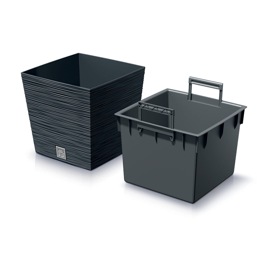 Blomsterpotte med indsats Prosperplast Furu Square Low DFS300-S433 - farve antracit