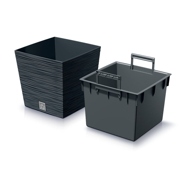 Blomsterpotte med indsats Prosperplast Furu Square Low DFS300-S433 - farve antracit