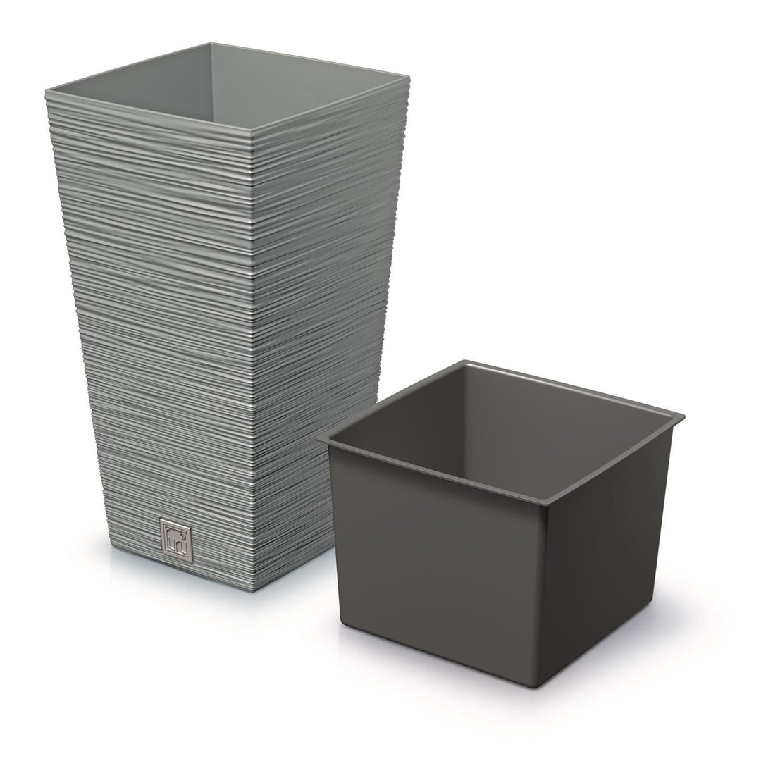 Blomsterpotte med indsats Prosperplast Furu Square DFSH200-422U - farve beton (grå)