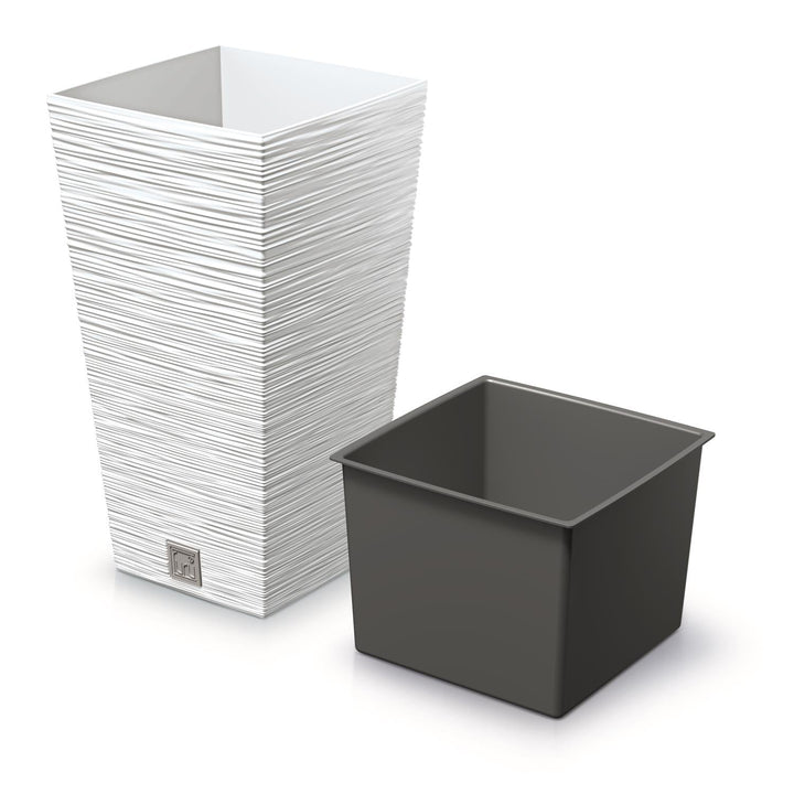 Blomsterpotte med indsats Prosperplast Furu Square DFSH200-S449 - farve hvid