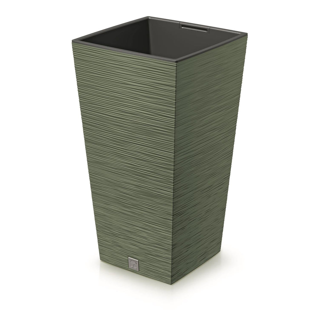 Blomsterpotte med indsats Prosperplast Furu Square DFSH240-5615C - jordfarvet grøn
