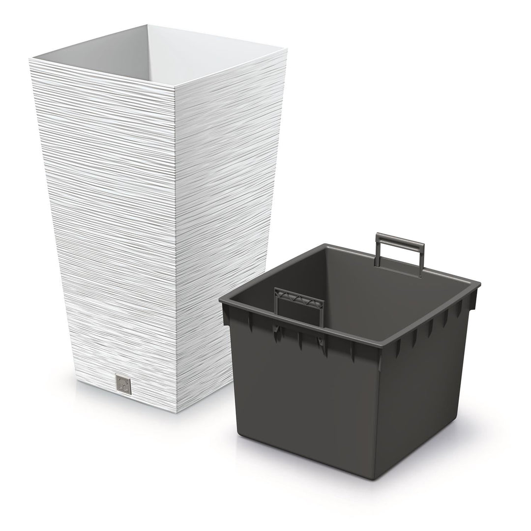 Blomsterpotte med indsats Prosperplast Furu Square DFSH240-S449 - farve hvid