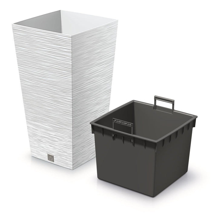 Blomsterpotte med indsats Prosperplast Furu Square DFSH240-S449 - farve hvid