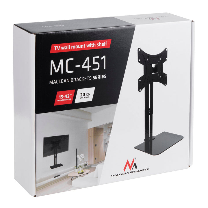 Vægbeslag til tv med hylde Maclean, maks. 20 kg, maks. VESA 200x200, til tv 15-42", MC-451