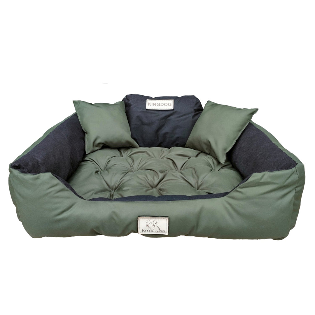 Hundeseng til katte 130x105 cm KingDog KIN130/105ZIE grøn-sort