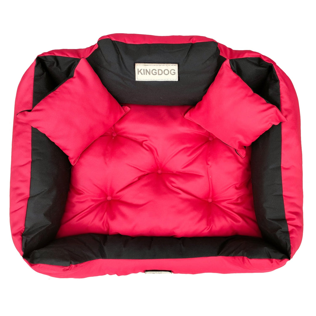 Hundeseng til katte 130x105 cm KingDog KIN130/105CZE rød-sort