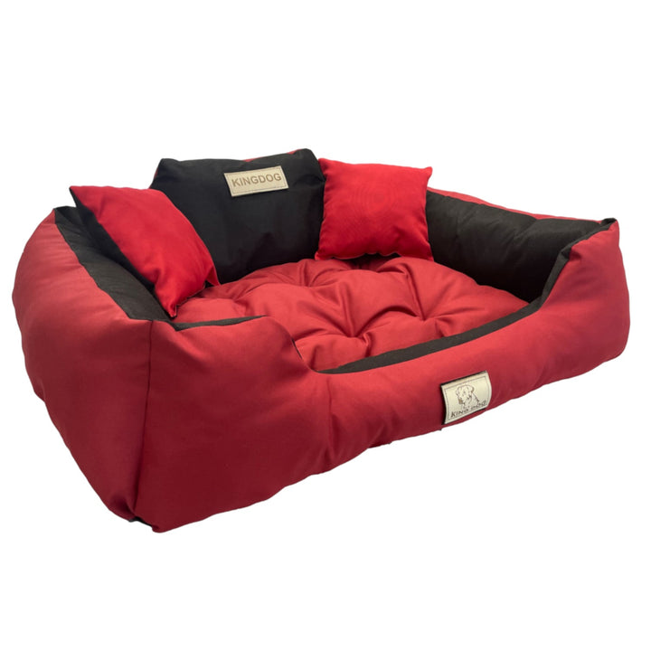Hundeseng til katte 145x115 cm KingDog KIN145/115CZE rød-sort