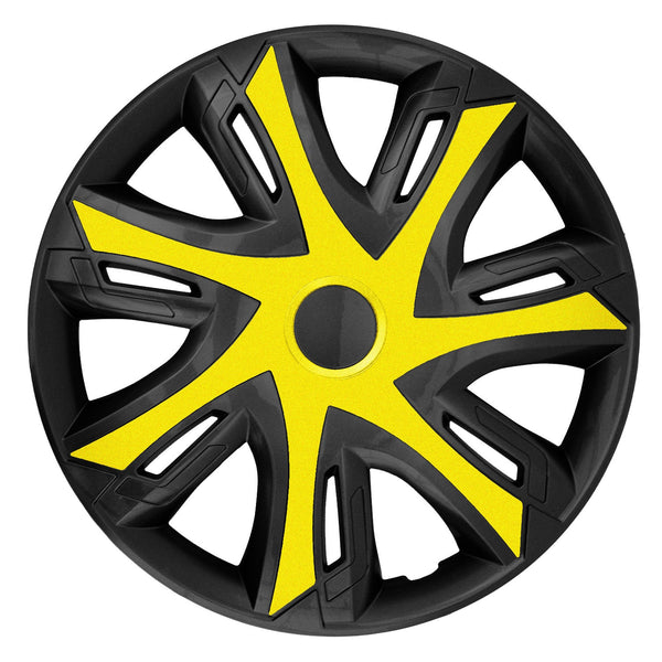 Universal hjulkapsler 14" N-POWER BICOLOR gul/sort 4 stk.