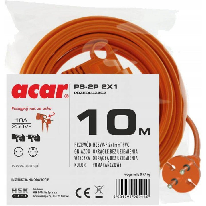 ACAR HAVEFORLÆNGER 2x1,5 250V/16A 10M orange M01905