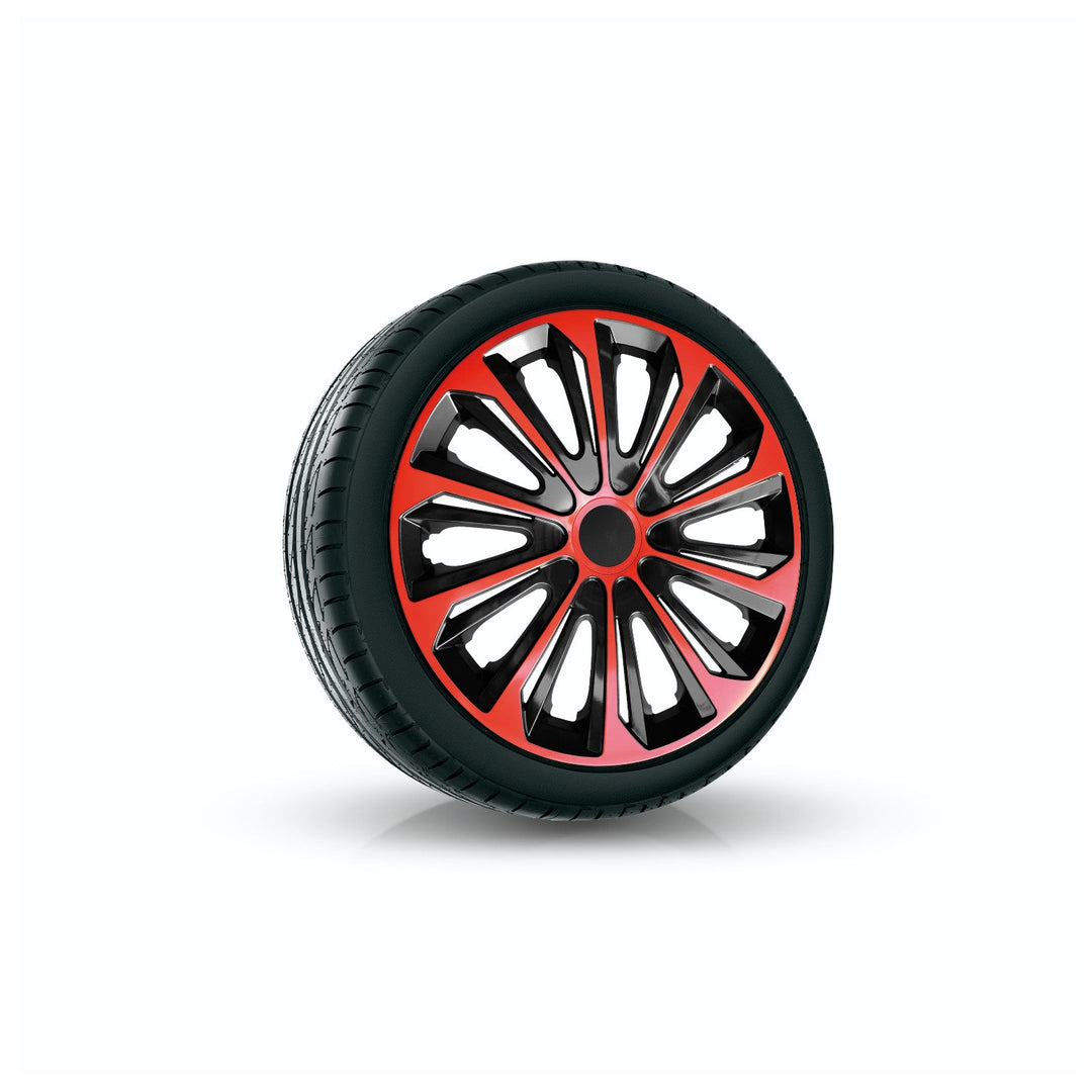 14" NRM STRONG DUO RED BLACK rød-sorte hjulkapsler, 4 stk.