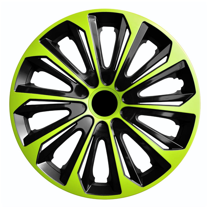 14" NRM STRONG DUO GREEN BLACK grøn-sorte hjulkapsler, 4 stk.