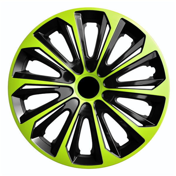 15" NRM STRONG DUO GREEN BLACK grøn-sorte hjulkapsler, 4 stk.