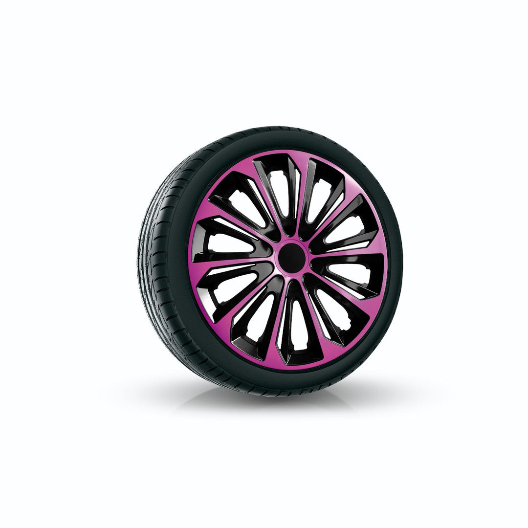 Universal hjulkapsler 15'' STRONG DUO rosa-sort 4 stk.