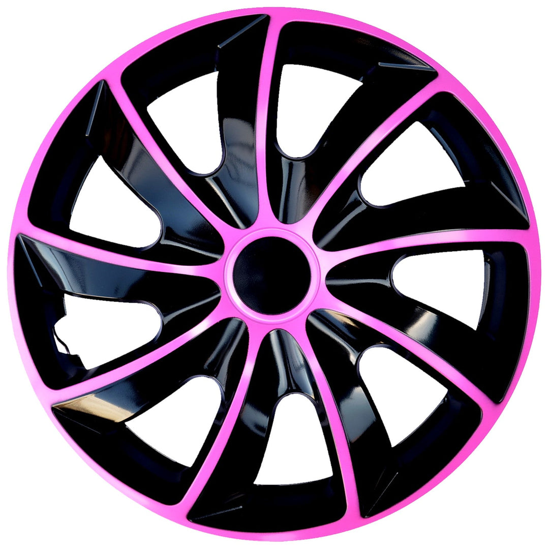 Universal hjulkapsler 14'' QUAD BiColor sort/lyserød 4 stk.