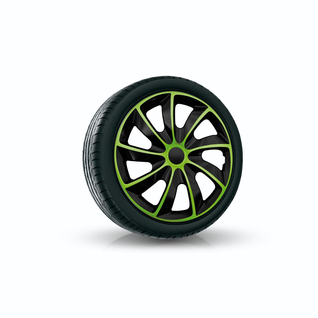 Universal hjulkapsler 13'' QUAD BiColor sort/grøn 4 stk.