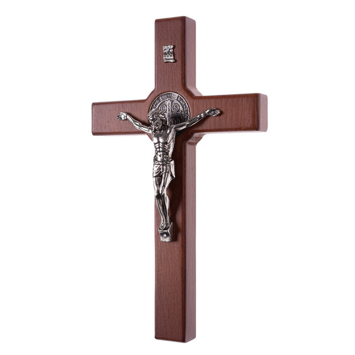 Trækrusifiks af St. Benedikt med passionshistorie, bronze, 18 x 10 x 1,8 cm