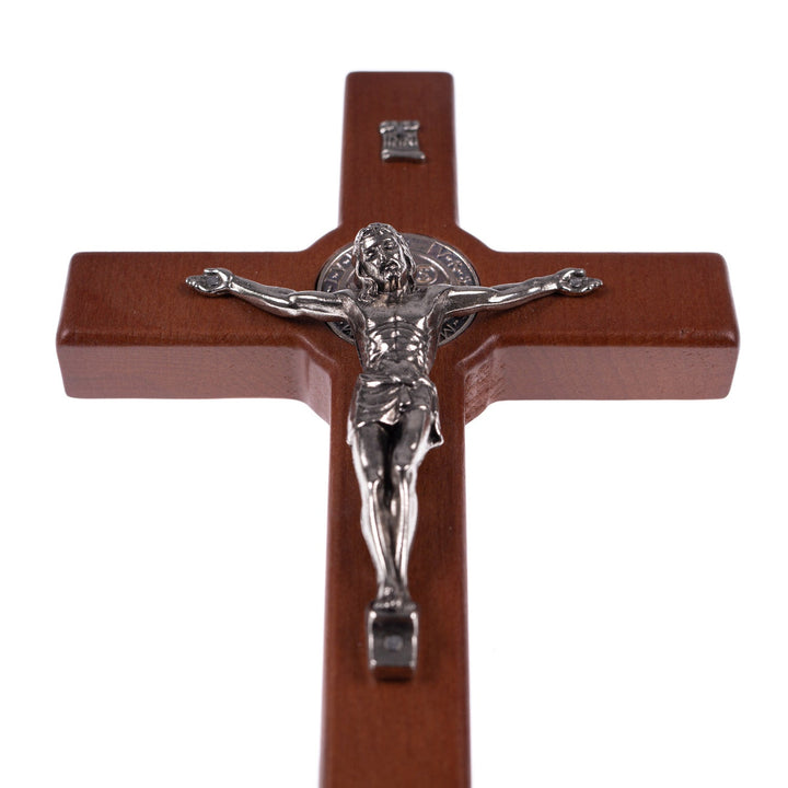Trækrusifiks af St. Benedikt med passionshistorie, bronze, 18 x 10 x 1,8 cm