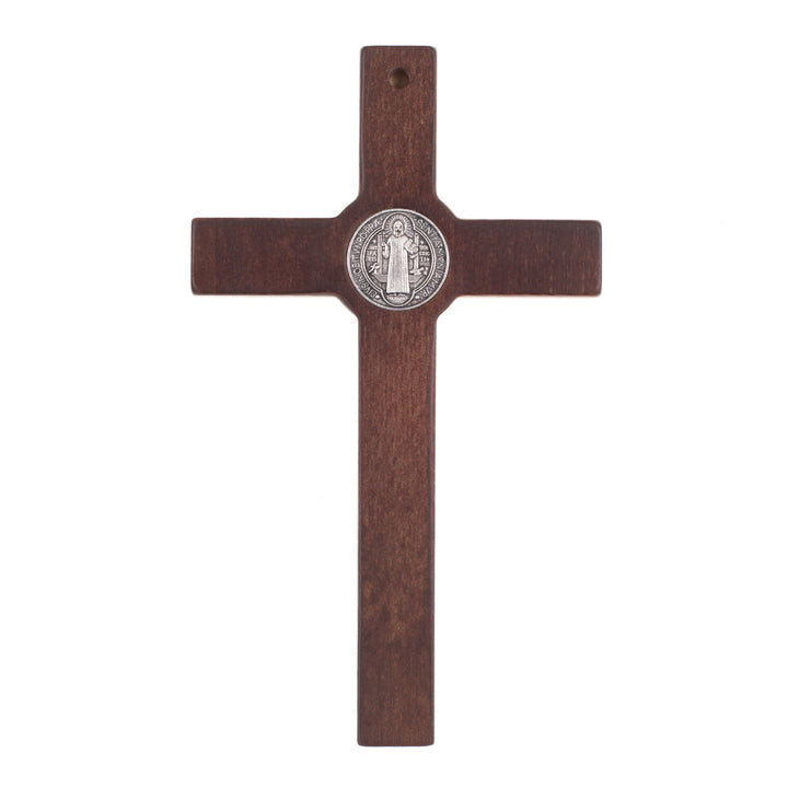 Trækrusifiks af St. Benedikt med passionshistorie, bronze, 22 x 12 x 1,8 cm