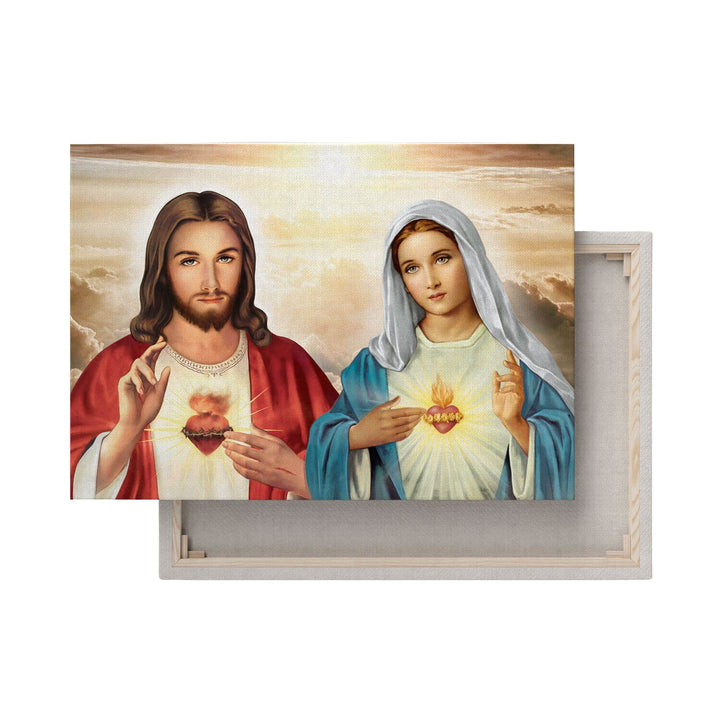 Lærredstryk Jesu hjerte Marias hjerte 60x90 cm