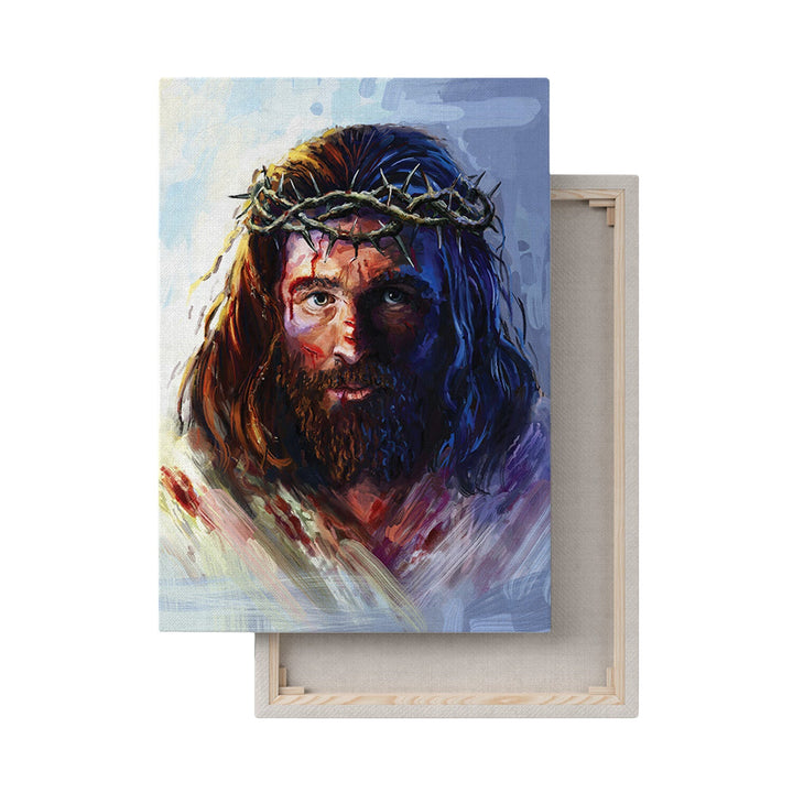 Lærredstryk Jesus Kristus med tornekrone 20x30 cm