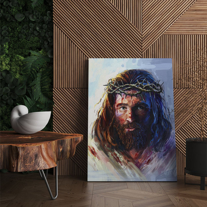 Lærredstryk Jesus Kristus med tornekrone 50x70 cm