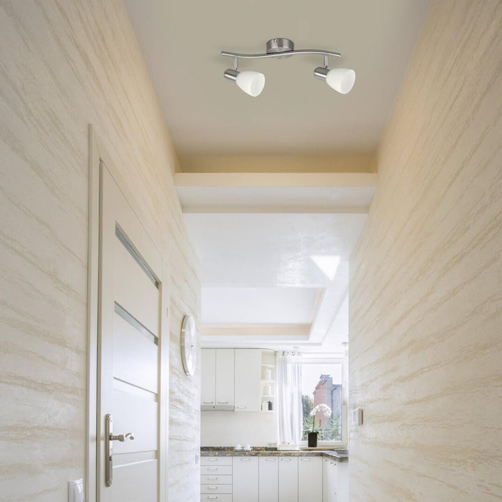 Satin klassisk loftslampe med to lyspunkter Rabalux Soma Chrom satin Hvid IP20