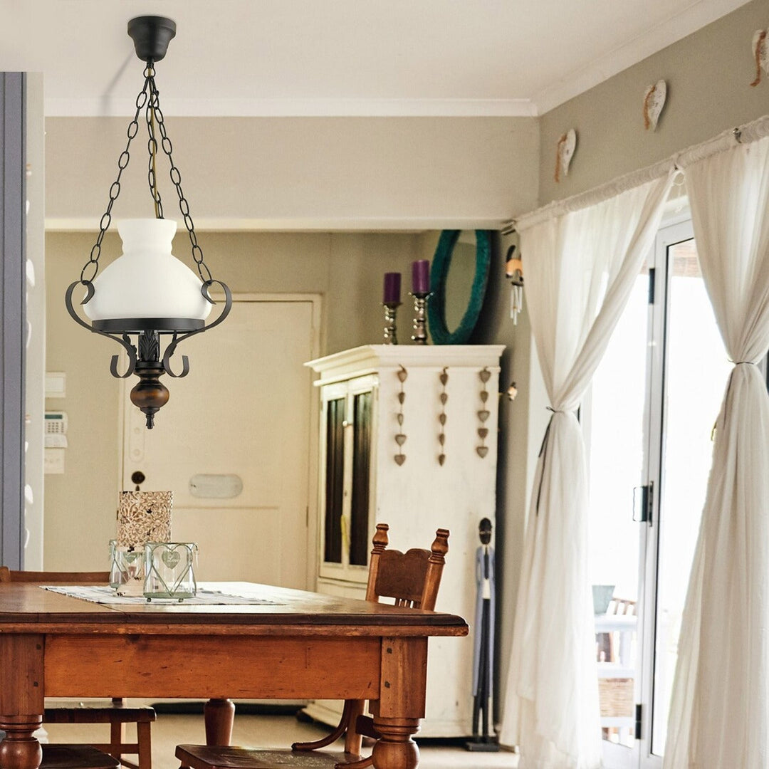 RABALUX PETRONEL 7076 pendel i metal, træ og glas