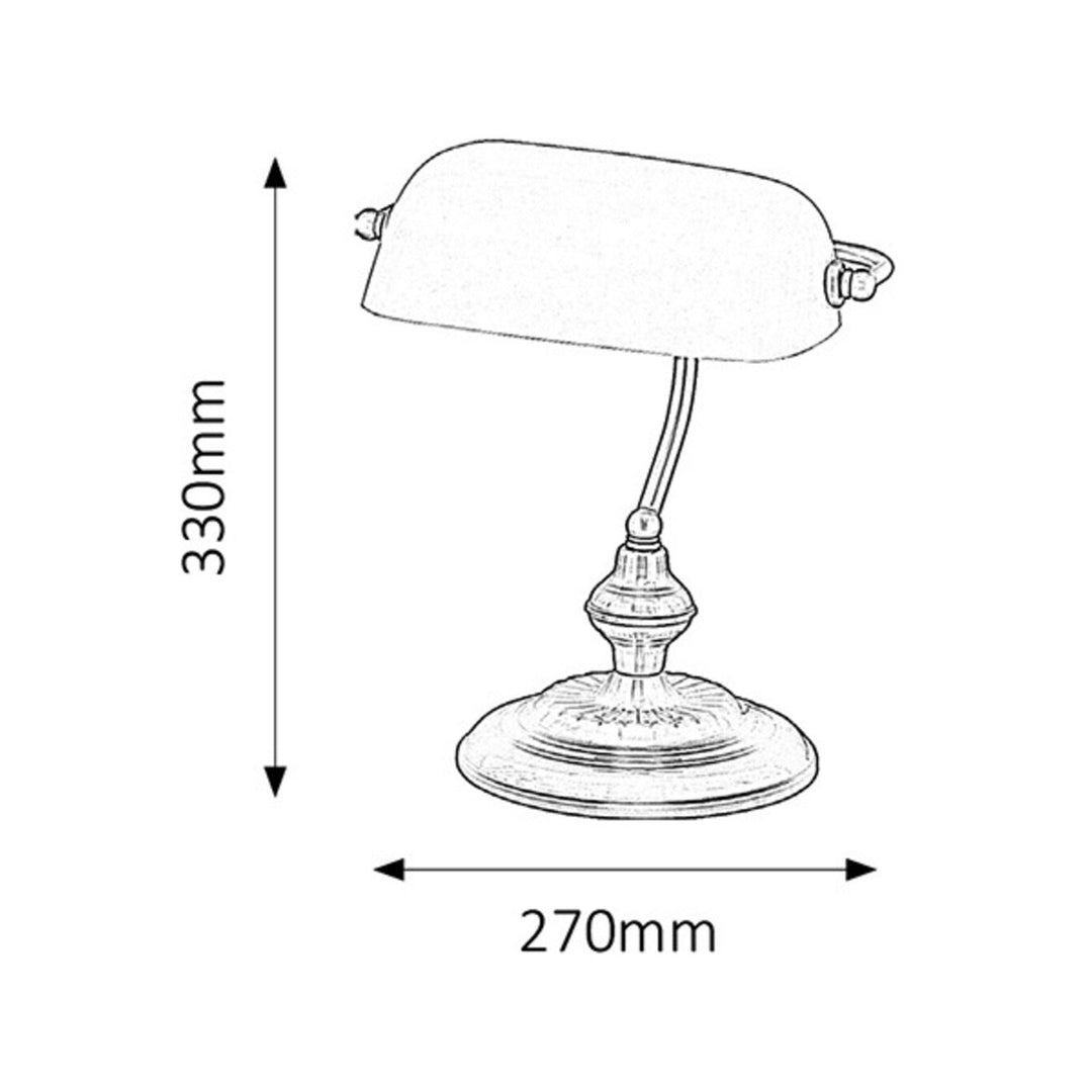 RABALUX BANK 4038 bordlampe i metal med grøn glasskærm