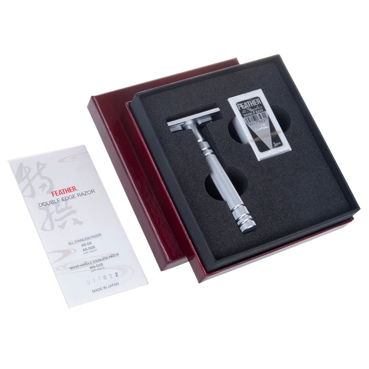Feather AS-D2 barbermaskine og 5 barberblade i rustfrit stål – japansk kvalitet